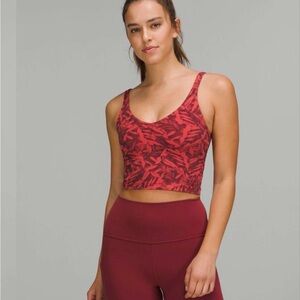 Lululemon Like New Align Womens Red Spray Fireleaf Crop Tank Sz 6 Good Condition